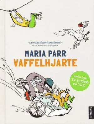 Omslag: "Vaffelhjarte : Lena og eg i Knert-Mathilde" av Maria Parr